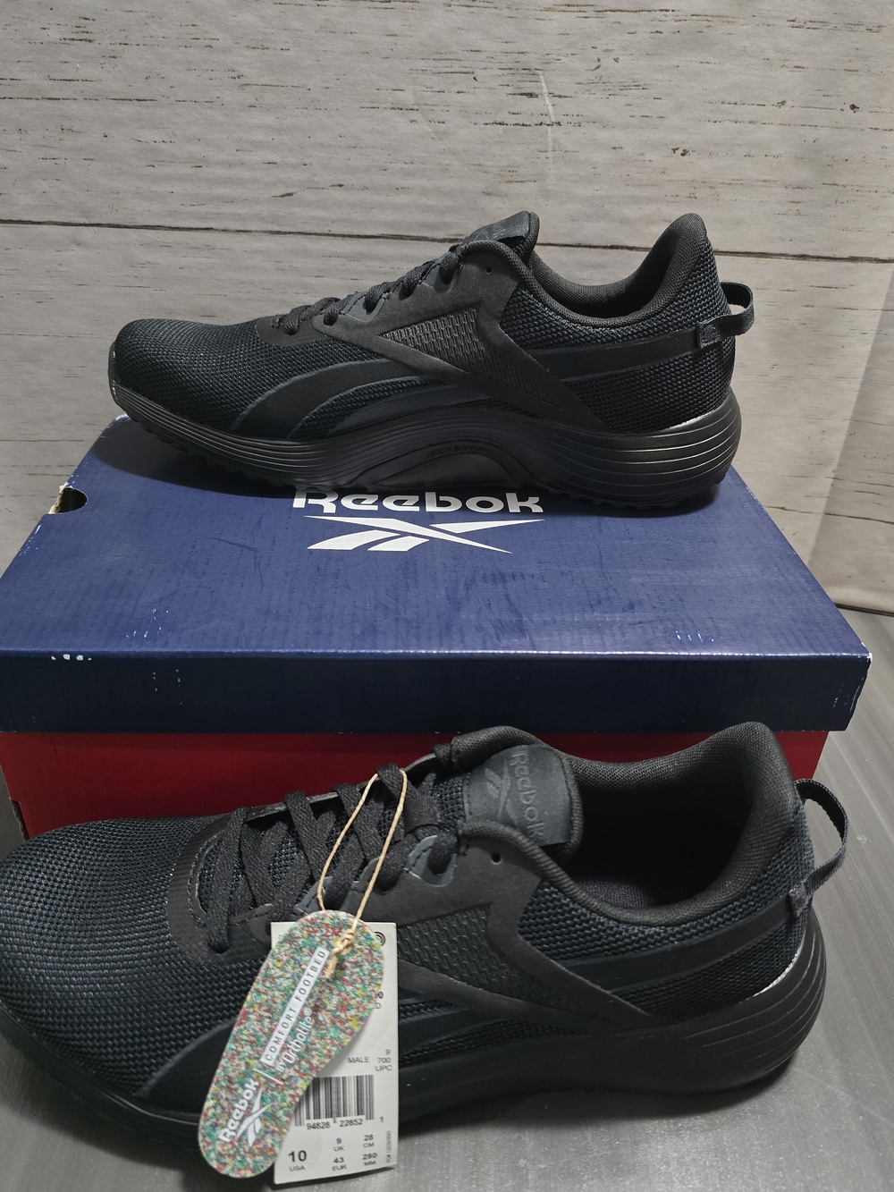 Reebok Lite Plus 3.0 Black On Black Running New NIB Comfort Fuelfoam Mens 10